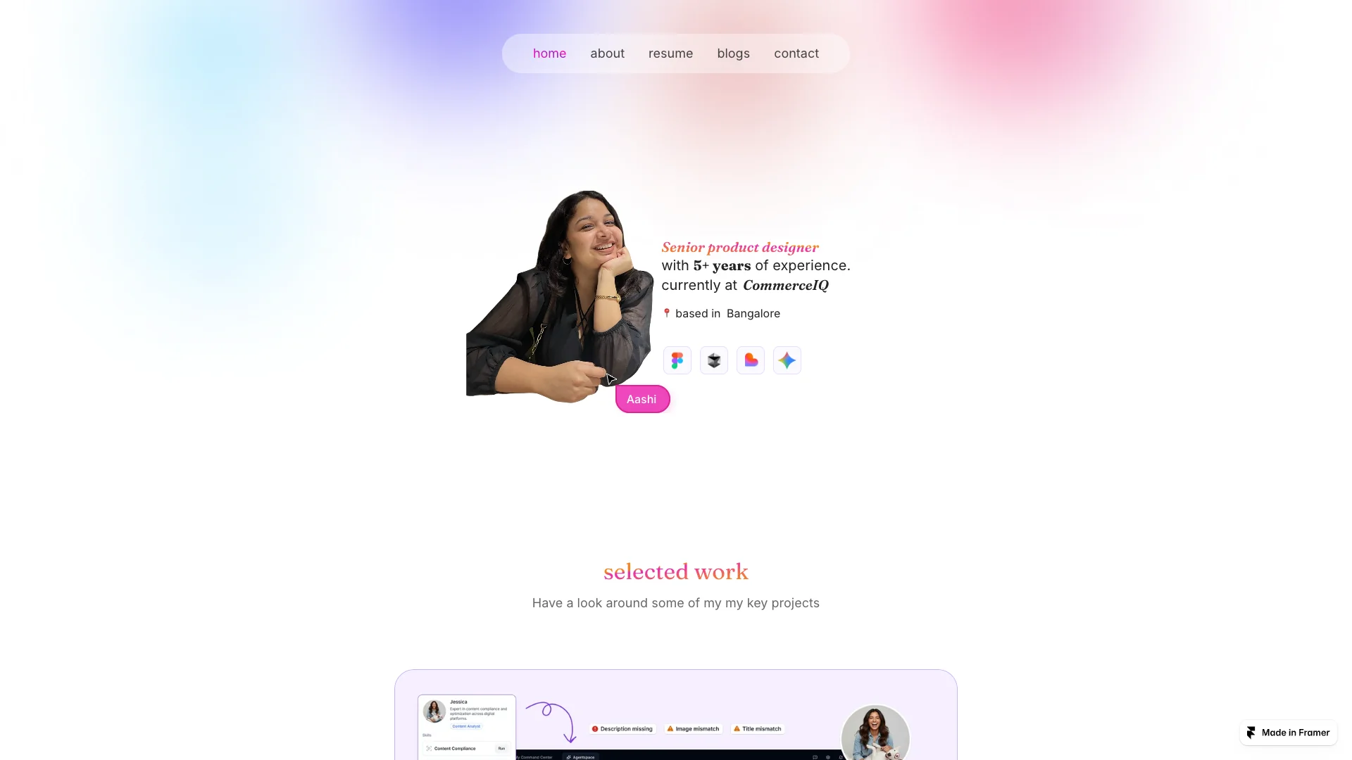Portfolio website of Aashi Mittal
