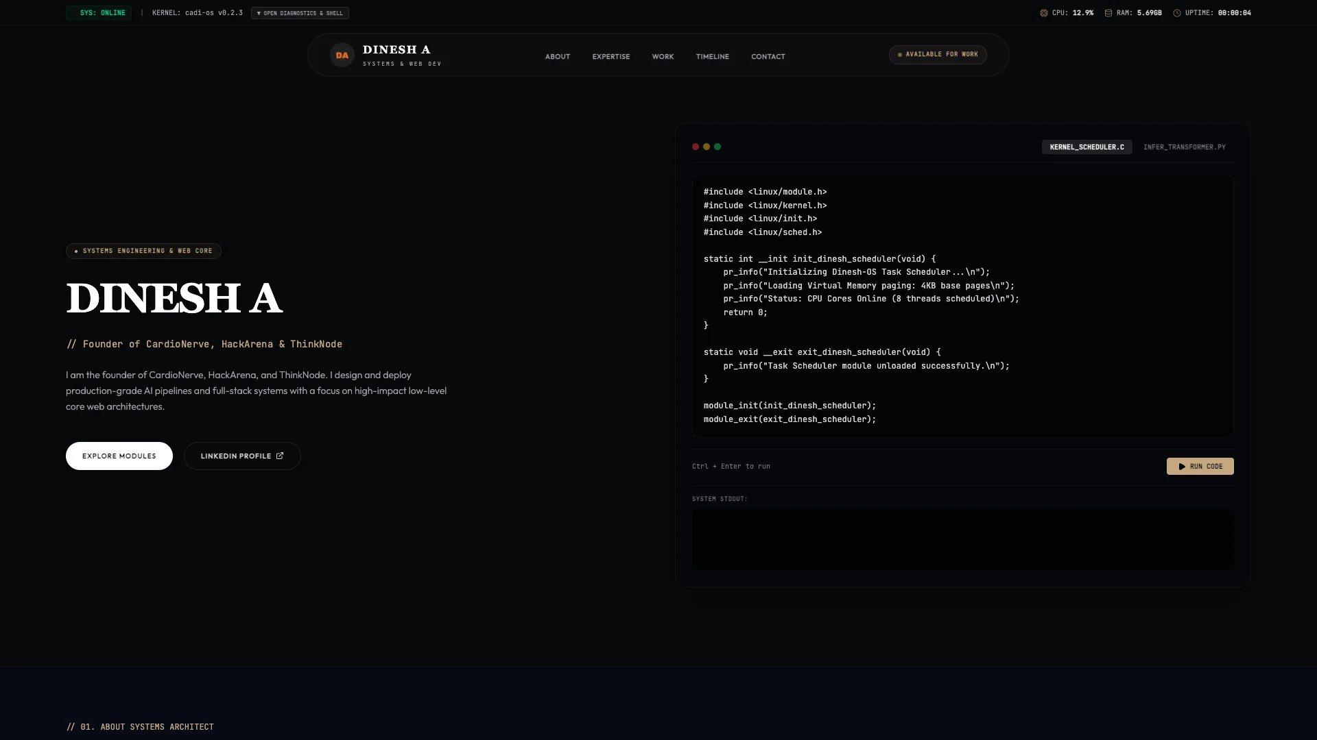 Portfolio website of Dinesh A