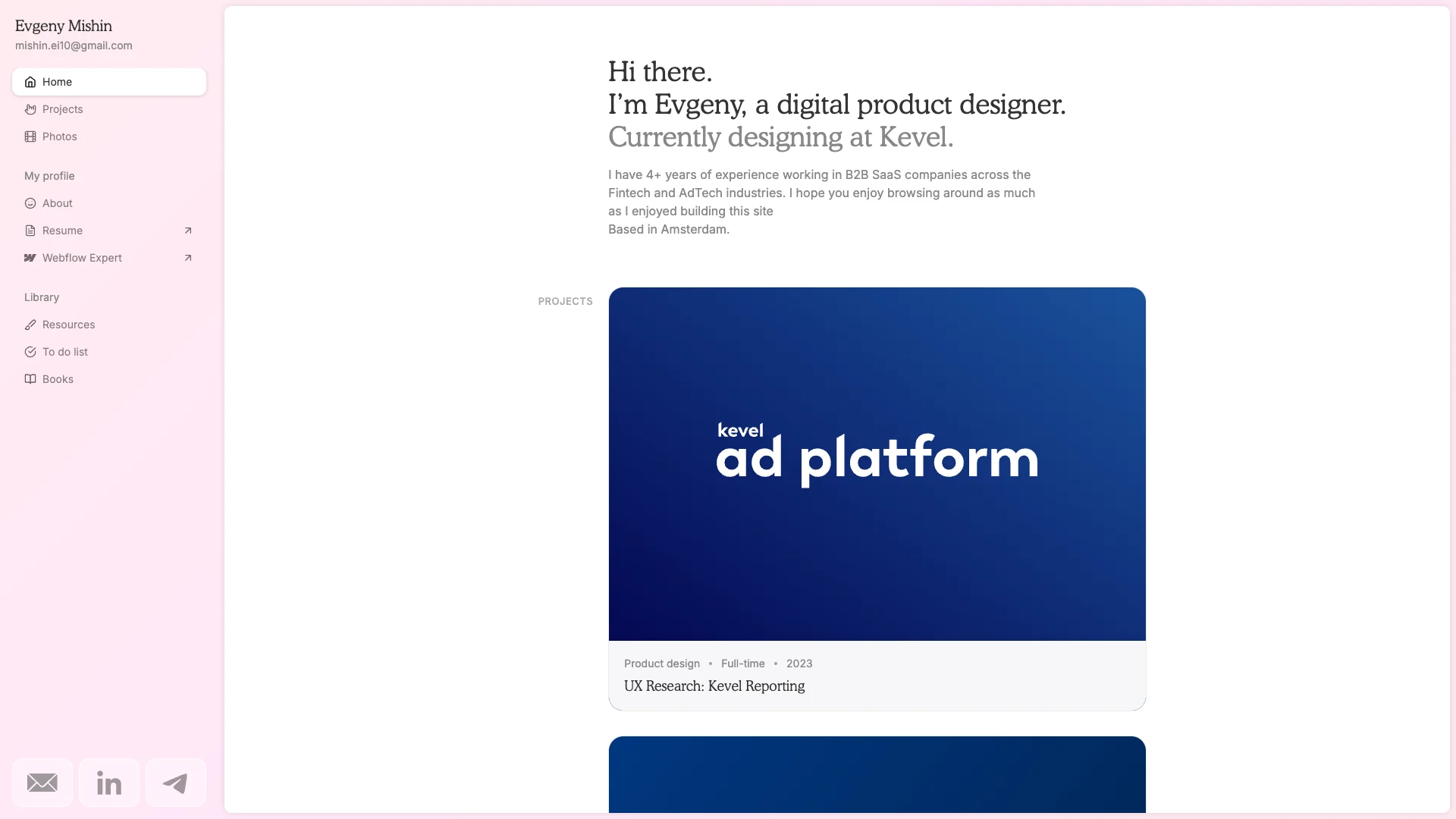 Portfolio website of Evgeny Mishin
