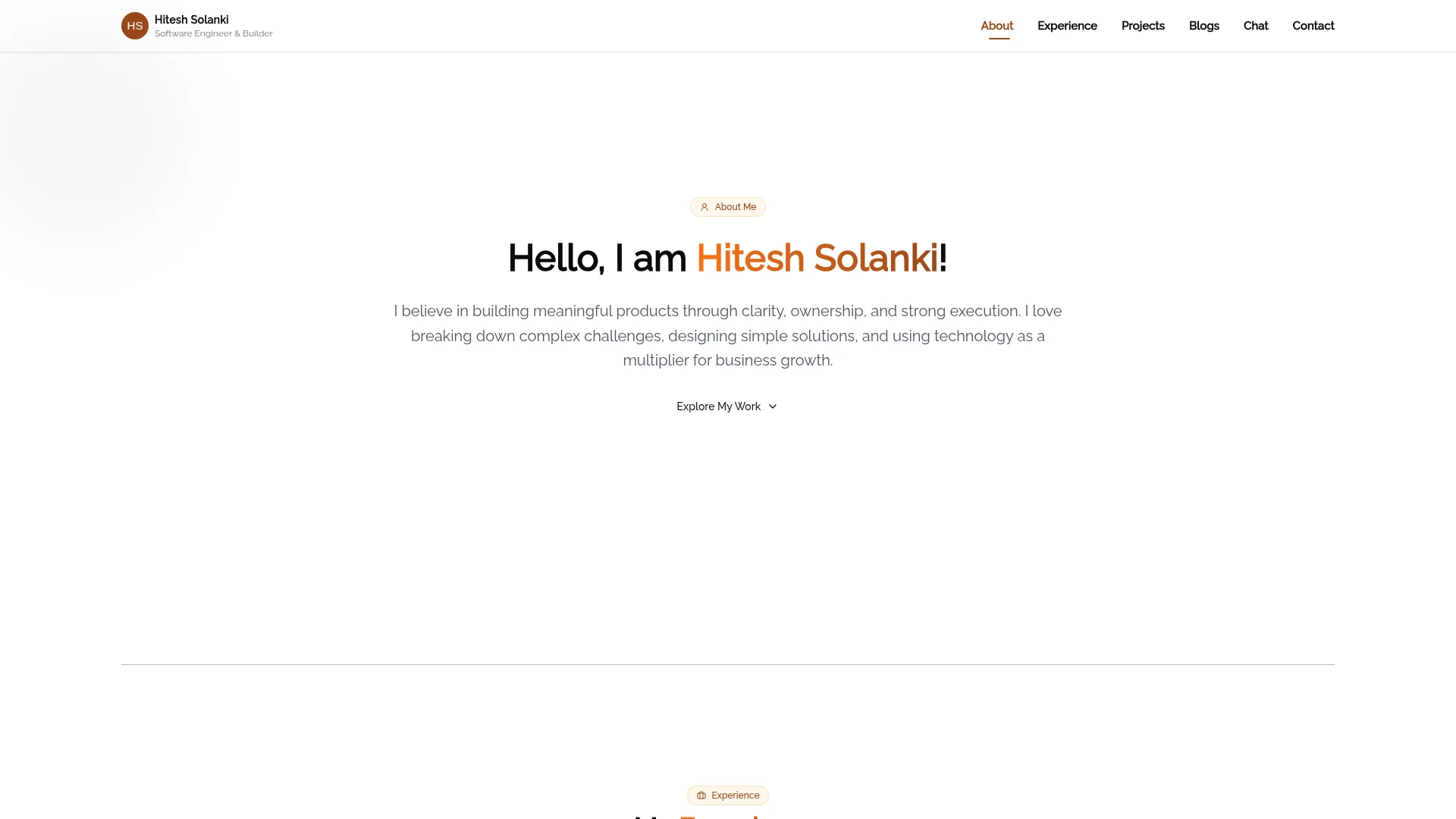 Portfolio website of Hitesh Solanki