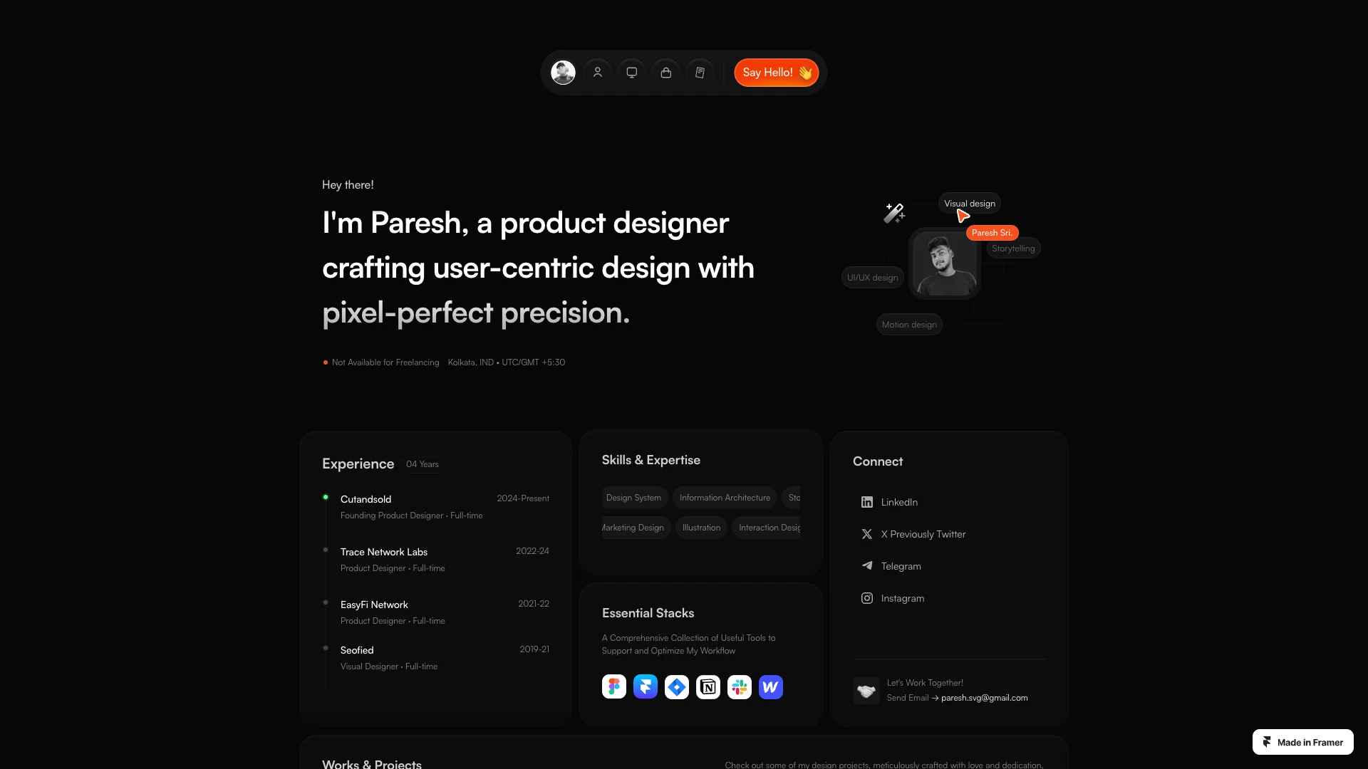 Portfolio website of Paresh Srichandan