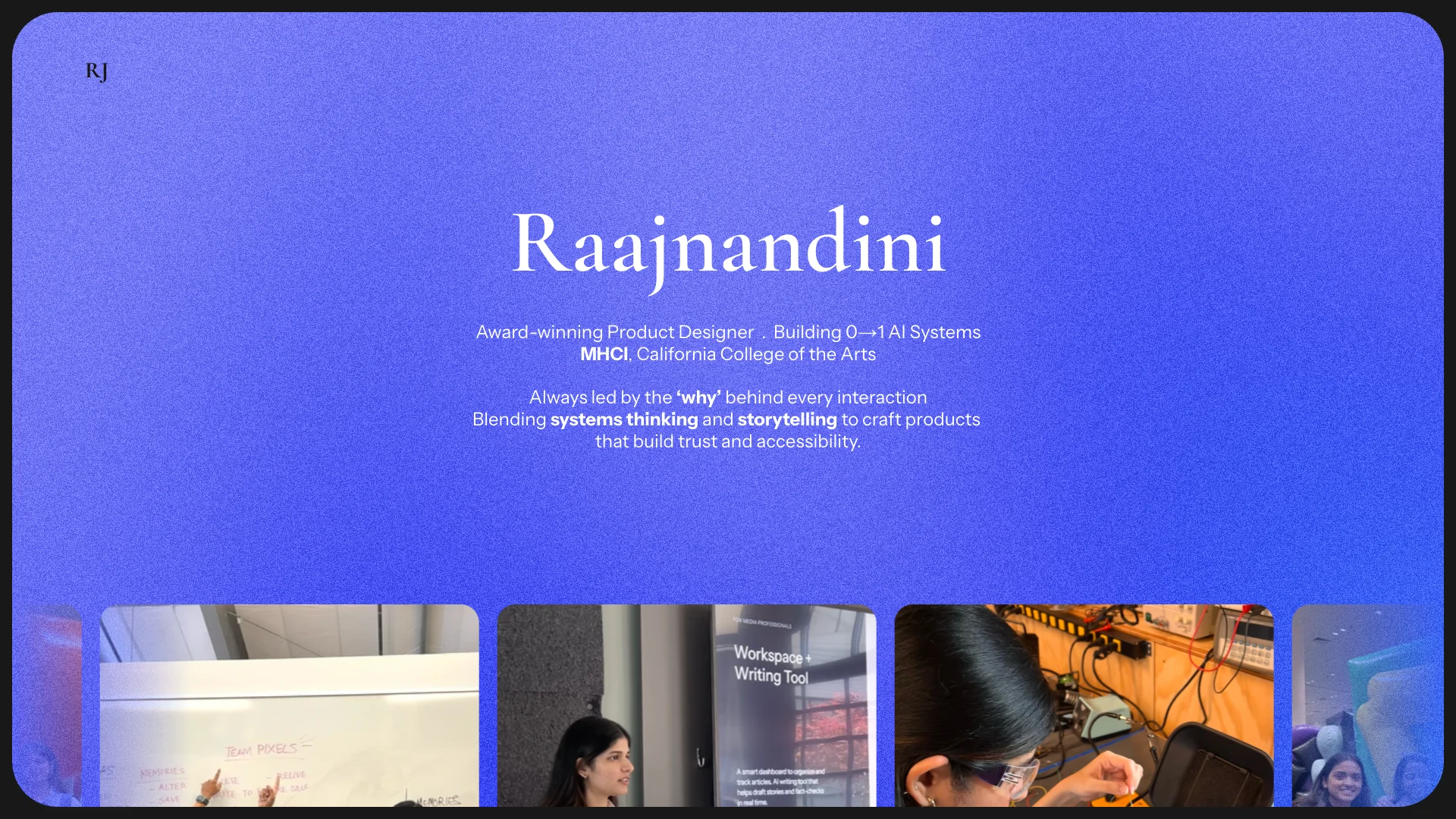 Portfolio website of Raajnandini Jadhav