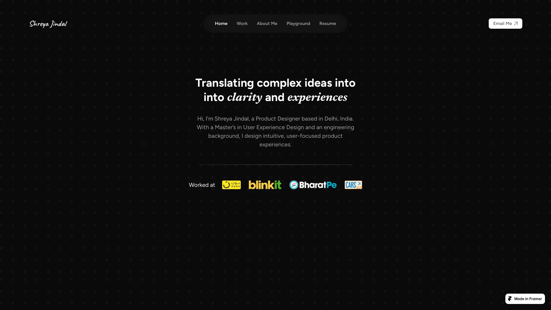 Portfolio website of Shreya Jindal